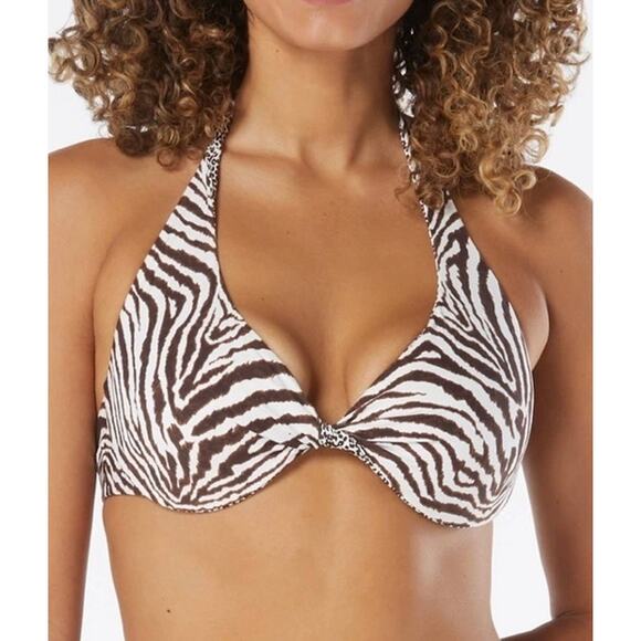 Coco Reef Native Cheetah Zebra Verso Twist Reversible UW Bikini Top 32/34C NWT - Picture 1 of 8